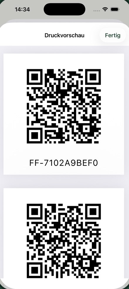 Druckvorschau für QR-Etiketten
